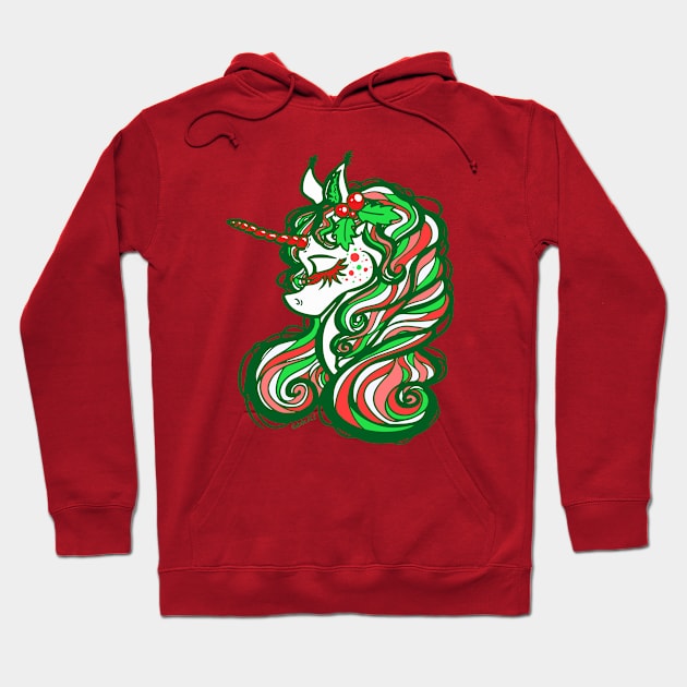 Holly Jolly Unicorn Hoodie by Jan Grackle